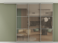 Перегородка Formato вдоль стены на потолок 3 створки с синхронным механизмом