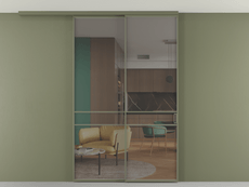 Перегородка Formato вдоль стены на потолок 2 створки с синхронным механизмом