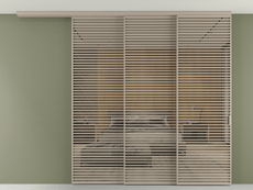 Перегородка Formato вдоль стены на потолок 3 створки с синхронным механизмом