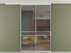 Перегородка Formato вдоль стены на потолок 2 створки с синхронным механизмом