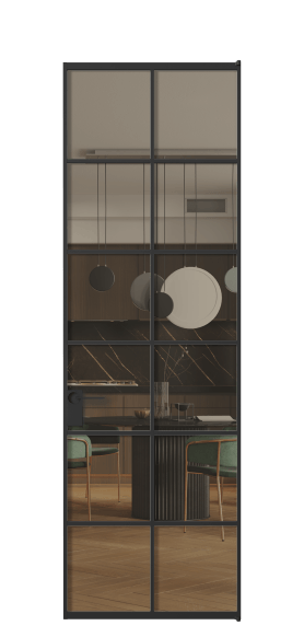 Межкомнатная дверь АЛПЛ040.05 Бронза триплекс ЧЕР. Цвет Алюминий Черный. Материал Алюминий. Коллекция Formato. Фото. Дверь межкомнатная АЛПЛ040.05 Бронза триплекс ЧЕР. Цвет Алюминий Черный. Материал Алюминий. Коллекция Formato. Картинка.