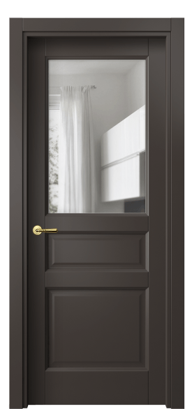 Дверь межкомнатная 1432 МАН Прозрачное стекло. Цвет Матовый антрацит. Материал Гладкая эмаль. Коллекция Галант. Картинка.